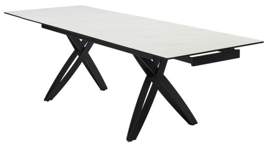 Стол PALERMO 180 KL-99 Белый мрамор матовый, итальянская керамика / черный каркас