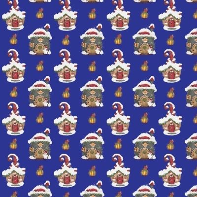 Новогодние домики гномов в снегу, с фонариками