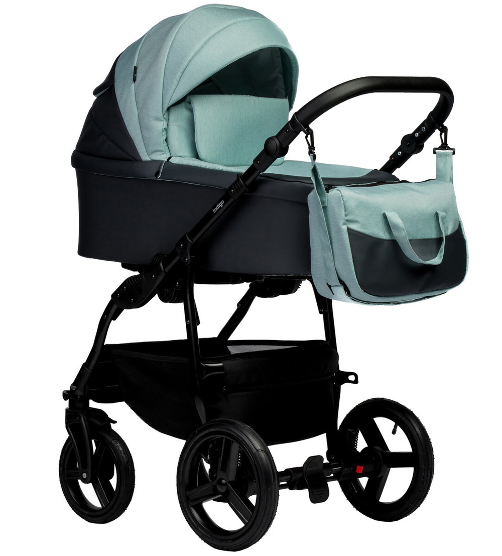 Детская коляска Indigo Impulse Eco 2 в 1 Ie07 серая кожа/шалфей