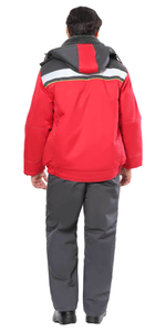 Куртка СИРИУС-ФАВОРИТ мех. ворот, красная с серым и лимонным кантом и СОП