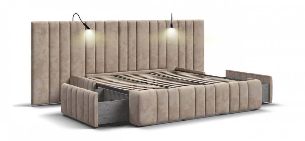 Кровать BOSS INFINITY 180*200 велюр Alkantara пепел