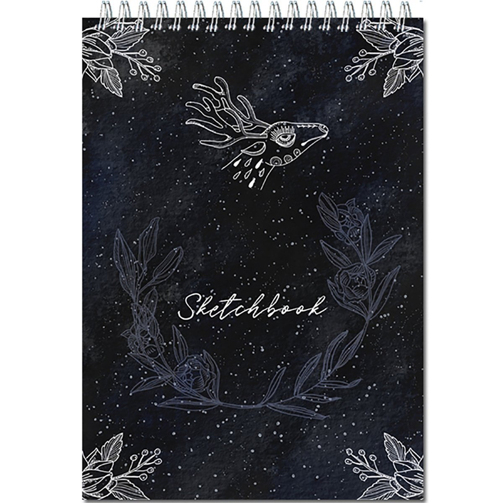 Скетчбук А4 20л., "SKETCHBOOK BLACK", 120 г/м2, Полином, гребень, ламинация, жёсткая подложка, черный офсет