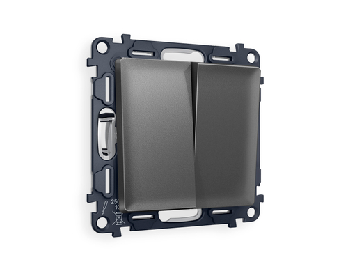 MA653030 Комплект механизма 2-клавишного перекрестного выключателя 10A-250V ALFA Антрацит серый QUANT (AP6530, VM125)