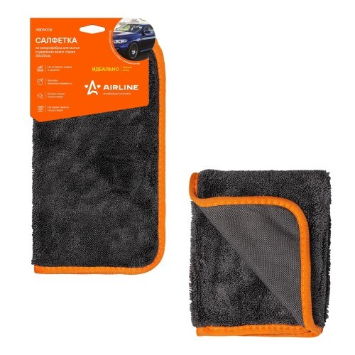 Салфетка из микрофибры для мытья и удаления влаги /30*30 см/ серая (AIRLINE)