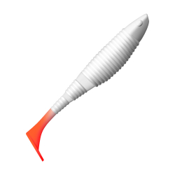 Приманка ZUB-WIBRA 100мм(4")-4шт, (цвет 010) белое тело-красный хвост
