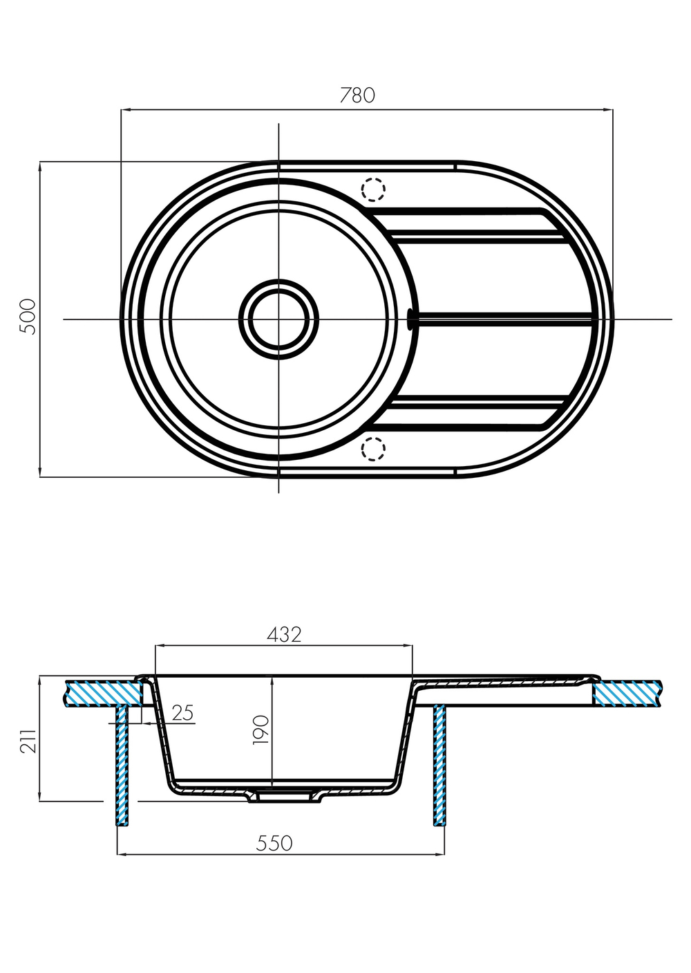 Кухонная мойка AQUATON Амира 78 Графит