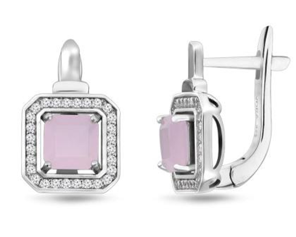 Серьги из серебра с розовым кварцем