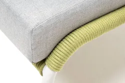 "Милан" кресло плетеное из роупа, каркас алюминий светло-серый (RAL7035) муар, роуп салатовый меланж круглый, ткань светло-серая