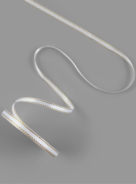 Лента атласная «Золотые нити», 6 мм × 23 ± 1 м, цвет белый №001