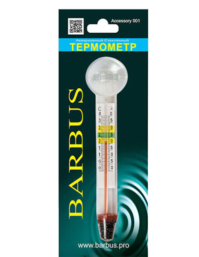 Barbus Термометр стеклянный толстый с присоской 12см