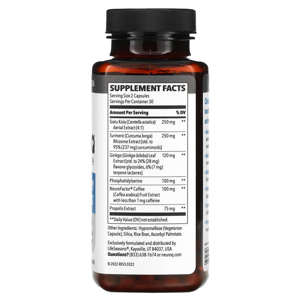 LifeSeasons, NeuroQ Brain Health, 60 растительных капсул