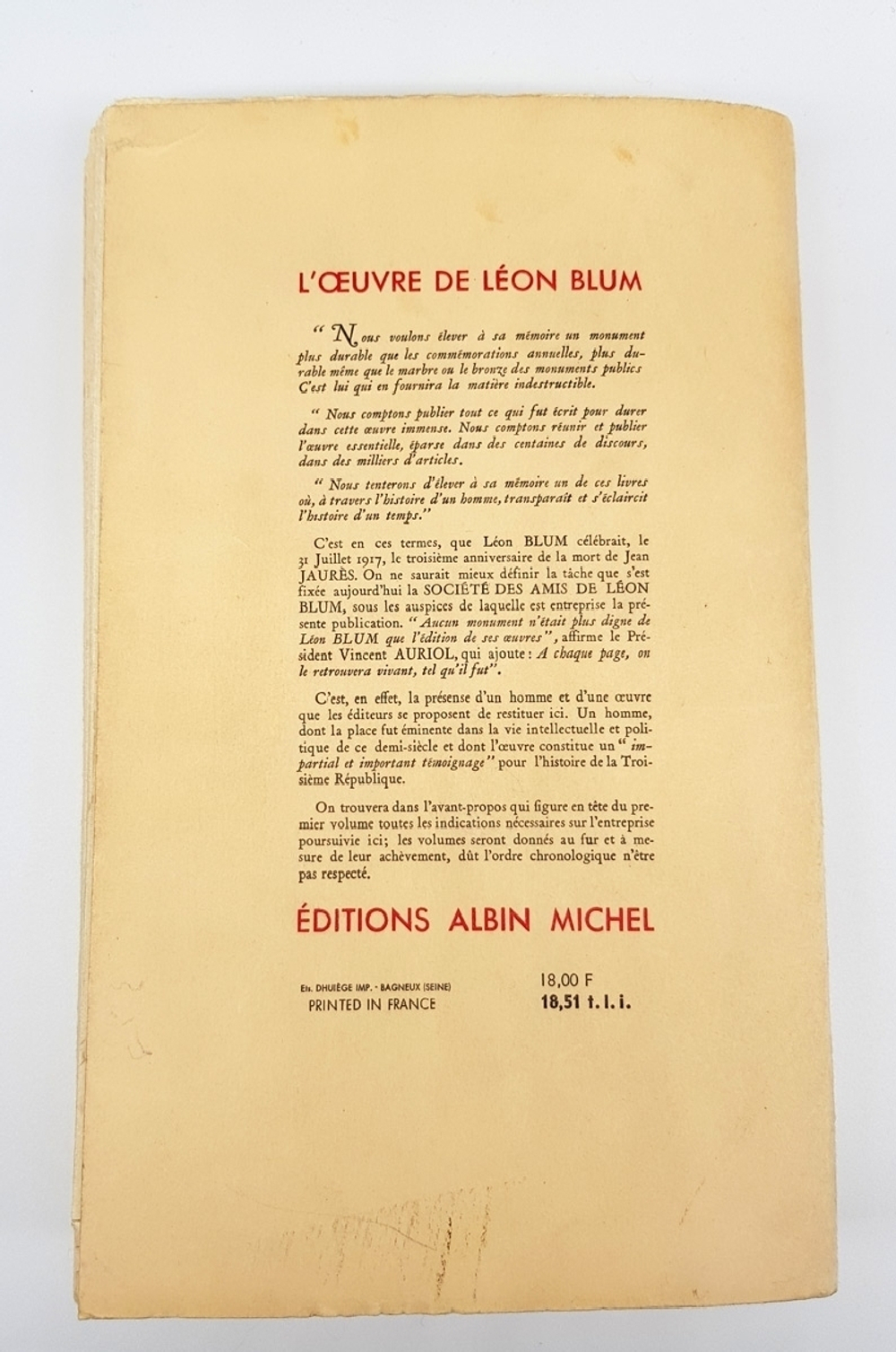 "Loeuvre de Leon Blum. La fin des alliances. La troisieme force. Politique europeenne. Pour la justice. Leon Blum (Леон Блюм). 1963 г.