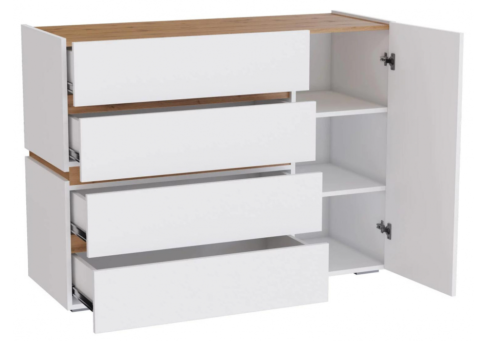 Комод Woodville Атлон белый, дуб вотан