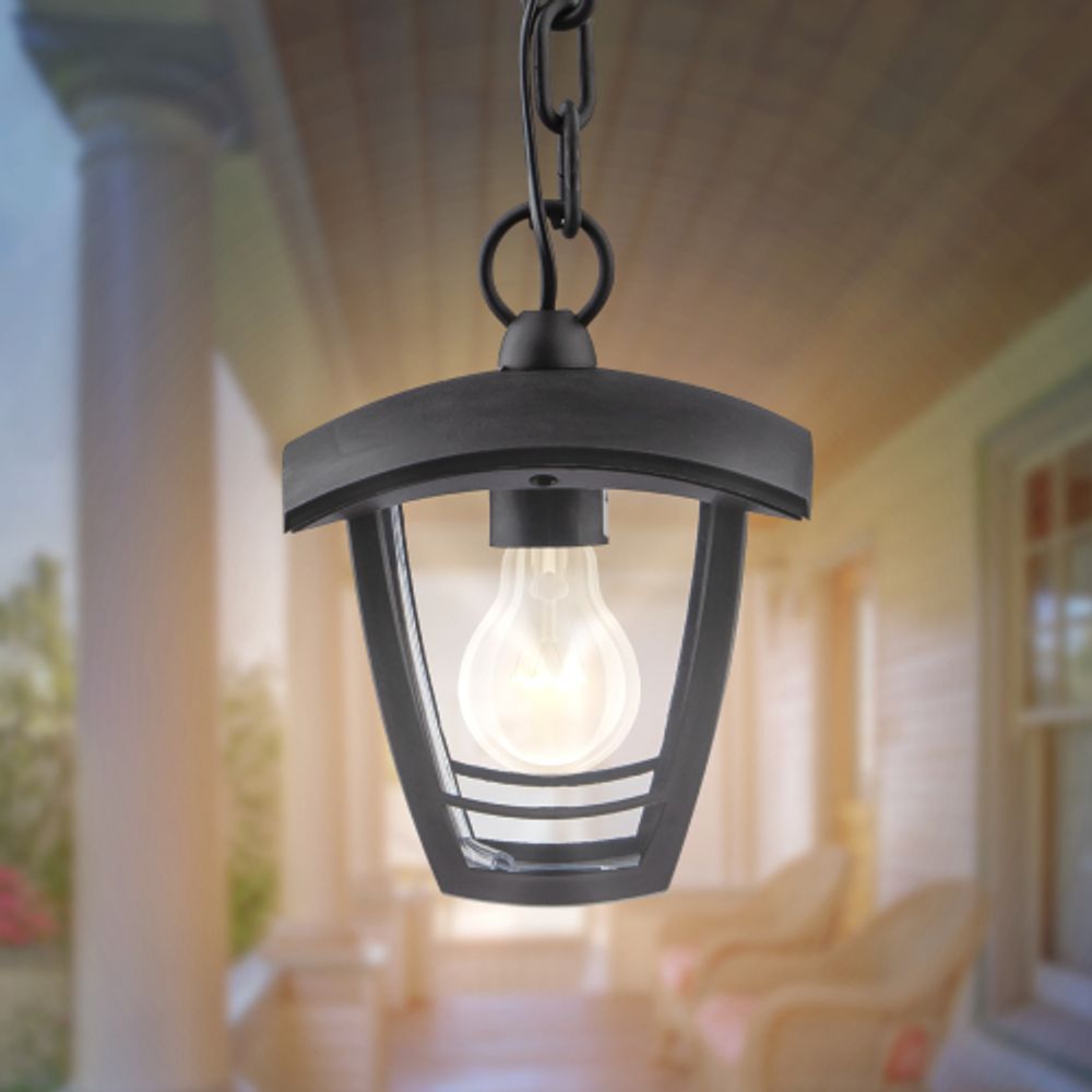 Садово-парковый светильник ЭРА «Марсель» НСУ 07-40-001 черный 4-гранный подвесной IP44 Е27 max60Вт