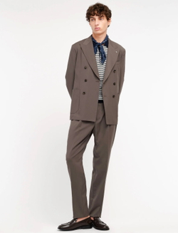 Мужской двубортный костюм (кофейный) Б71