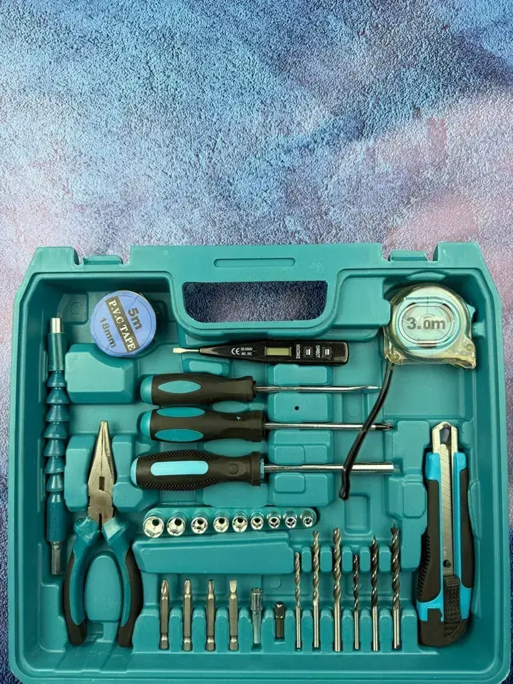 Дрель шуруповерт аккумуляторный TibWolf 18V 2 АКБ с набором инструментов 24 насадки и перчатки в наборе