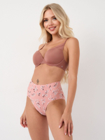 Набор из 5 бесшовных трусиков: в цветочек и 4 однотонных (Размер: XL) (Цвет: бежевый)