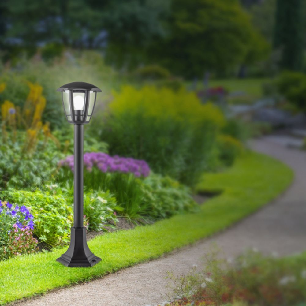 Садово-парковый светильник ЭРА «Валенсия 3» НТУ 07-60-004 черный 6-гранный напольный IP44 Е27 max 60Вт