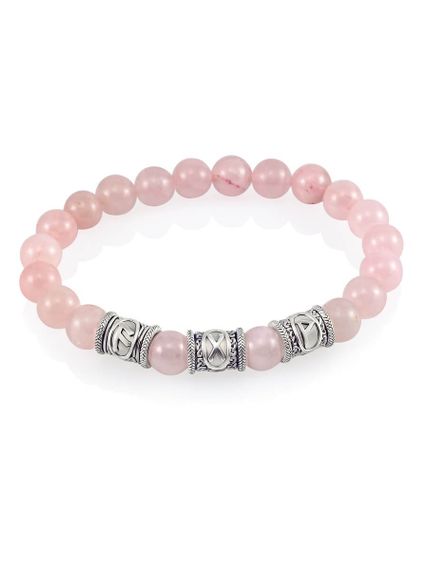 Браслет из натурального розового кварца с рунами Ансуз, Гебо и Вуньо - Женская сексуальность, вид сверху