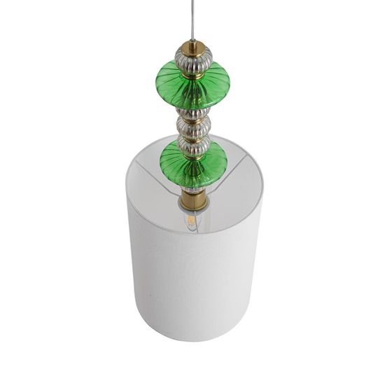 8337/1A MODERNI бронза/белый/зеленый, металл/стекло/текстиль Подвес E27 60W 220V ILMIRA