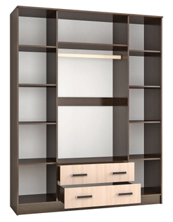 Шкаф для одежды и белья с антресолью Лагуна 160 см, венге/дуб молочный