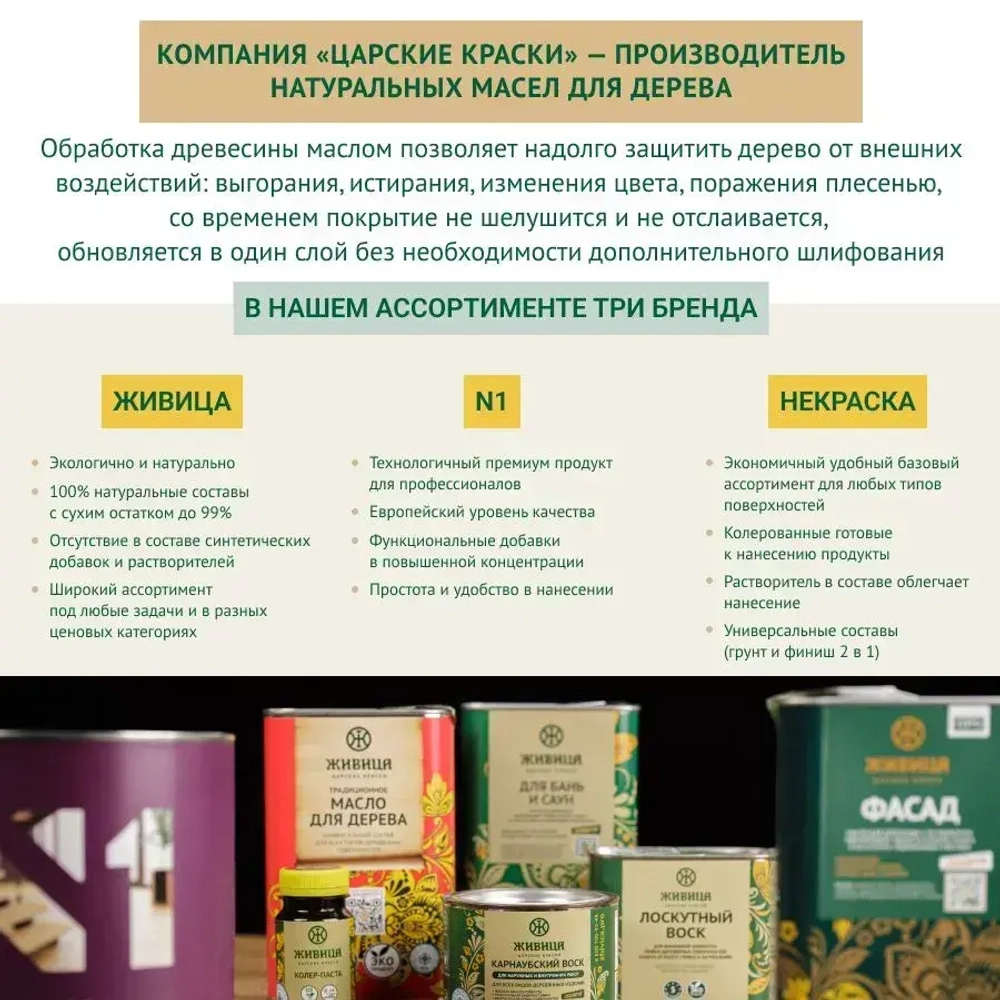 ЖИВИЦА Масло для дерева для Бань и Саун Стандарт 2 л. - цвет Прозрачно-медовый