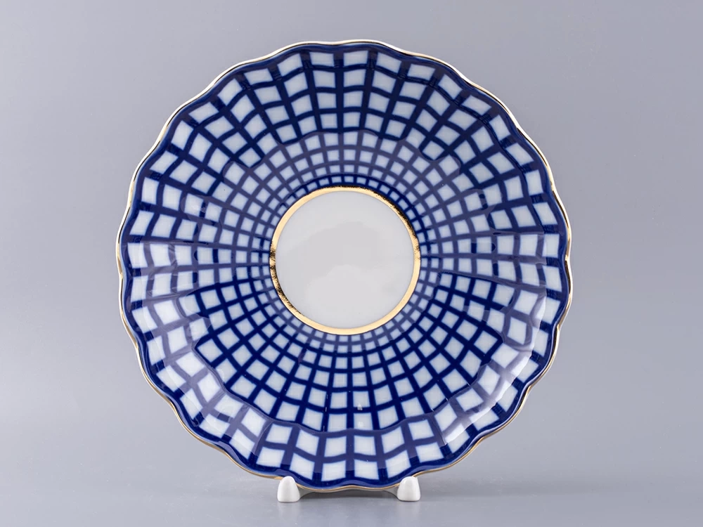 Сухарница, 215 мм, форма Тюльпан, рисунок Кобальтовая клетка арт. 80.03707.00.1