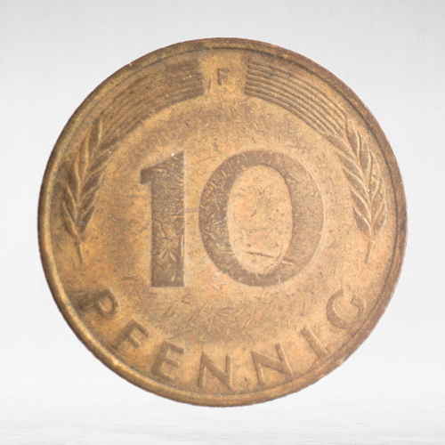 Germany, 10 Pfennigs, 1974, (Stuttgart Mint - "F"), VF