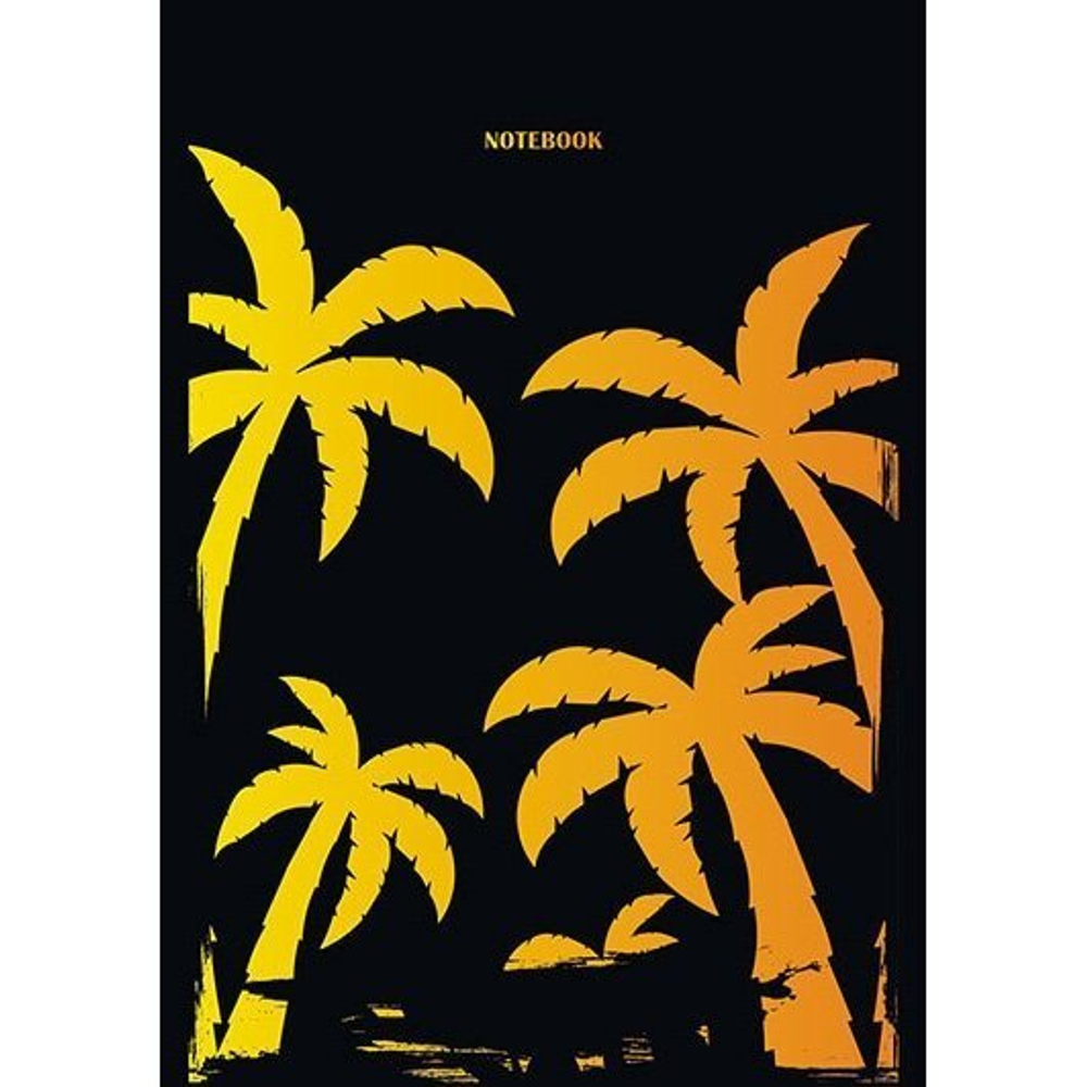 Блокнот А5, гребень, Апплика, мелованный картон, глиттер, 48 л., клетка, "Пальмы"