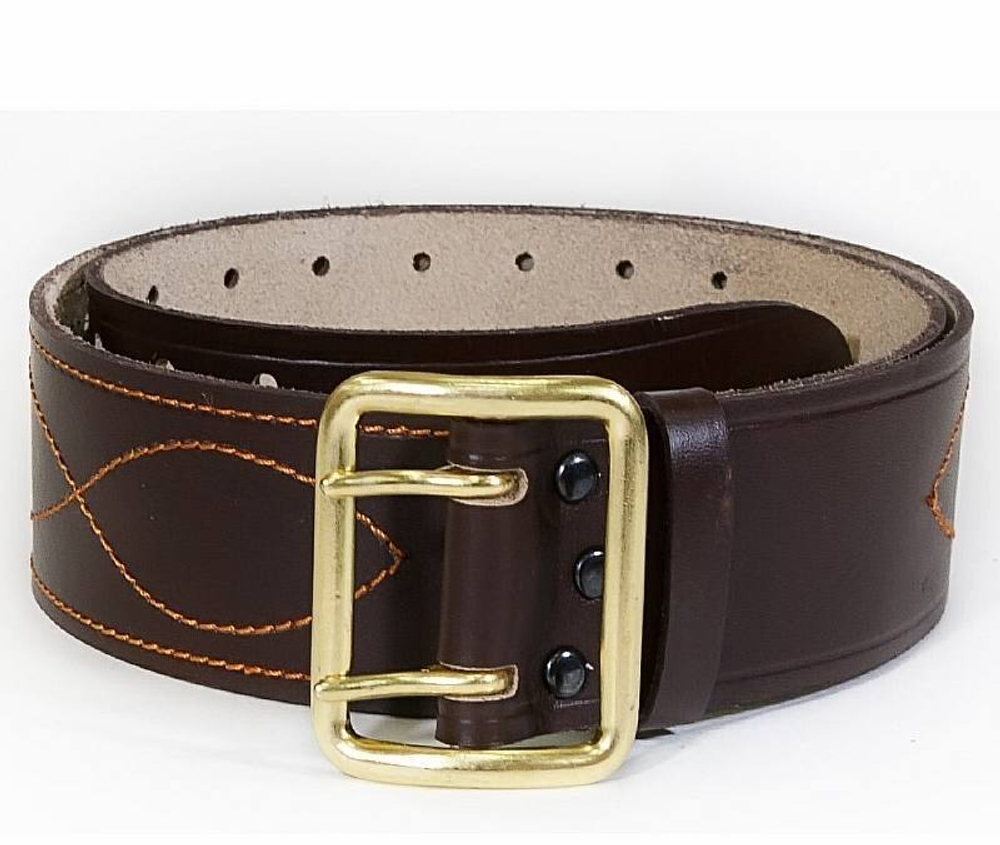 Ремень офицерский коричневый с юфтевой подкладкой