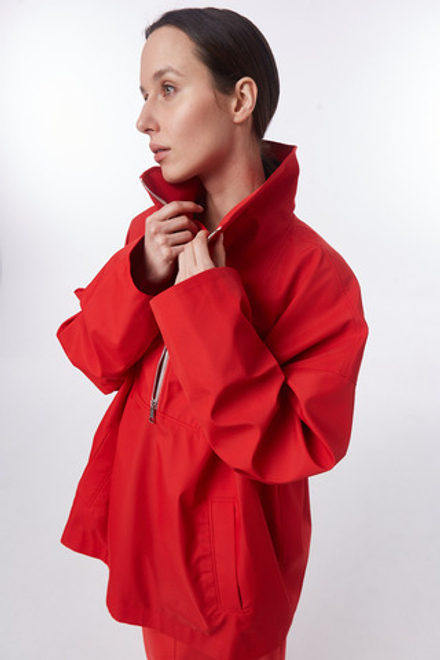 Анорак оверсайз, плащевка (унисекс), алый