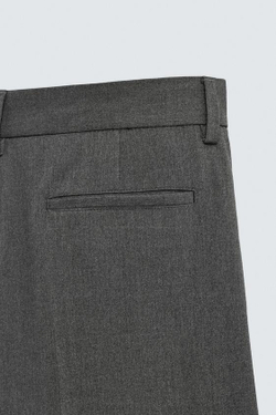 ZARA БРЮКИ WIDE FIT СО СКЛАДКАМИ, СЕРЫЙ