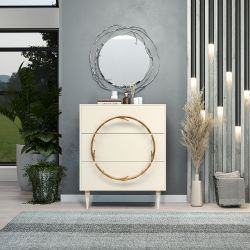 Комод Арт Колор matte Классик Голд с 3 ящиками Кремовый белый матовый