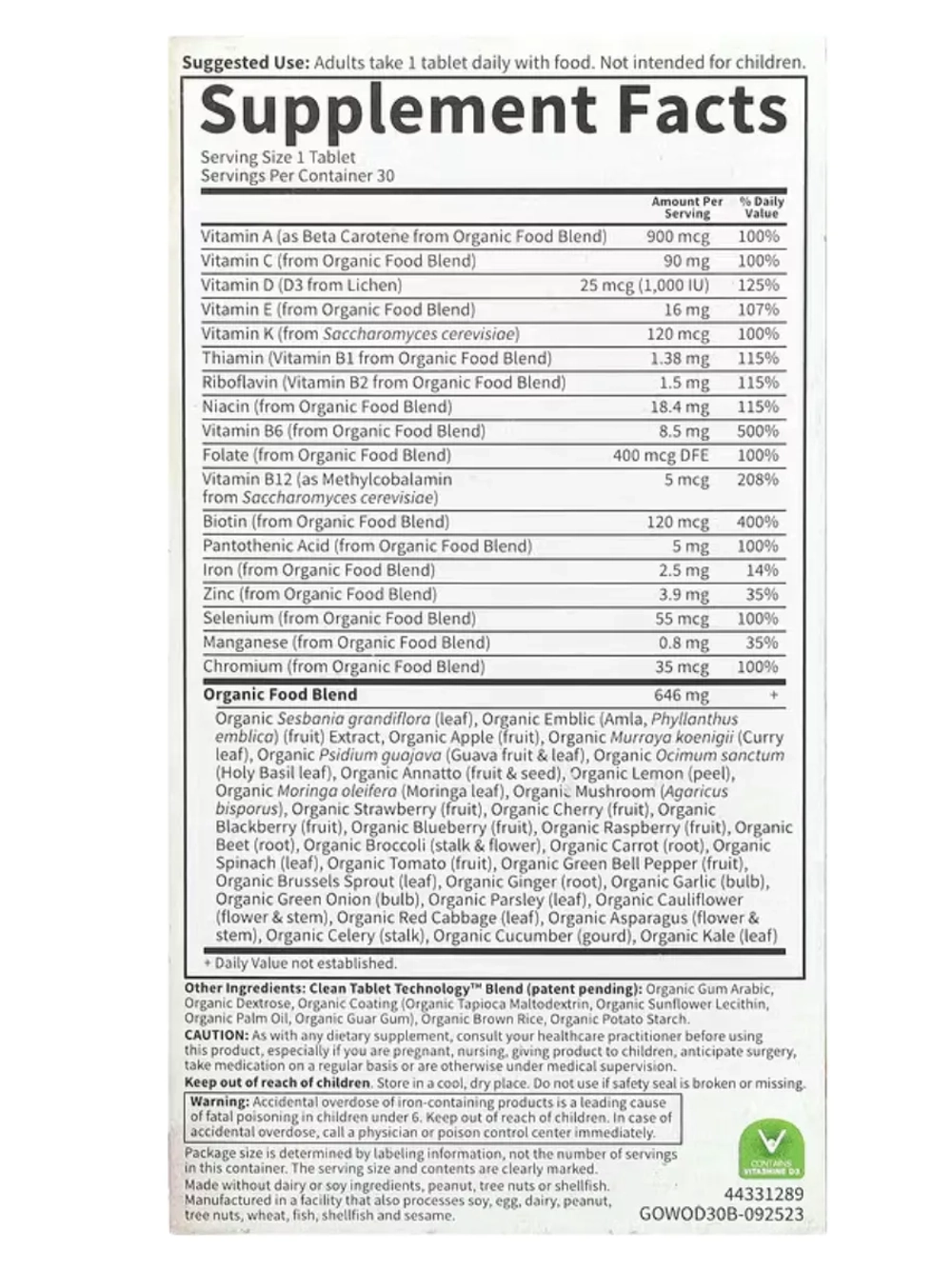 Organics Мультивитаминный комплекс для женщин 30 капсул