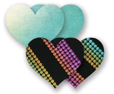 Комплект из 1 пары голубых пэстис-сердечек и 1 пары неоновых пэстис в полоску