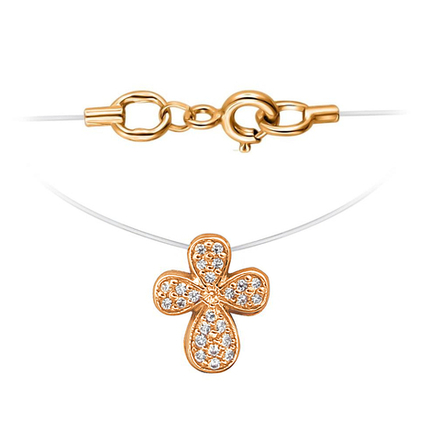 Колье-подвеска на леске-неведимке   с замочками из красного золота 585 пробы JA-L-1Л111816