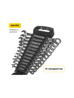 Набор комбинированных ключей с трещоткой 12 предметов Inforce, Сталь Cr-V, 8-19мм, 06-05-49