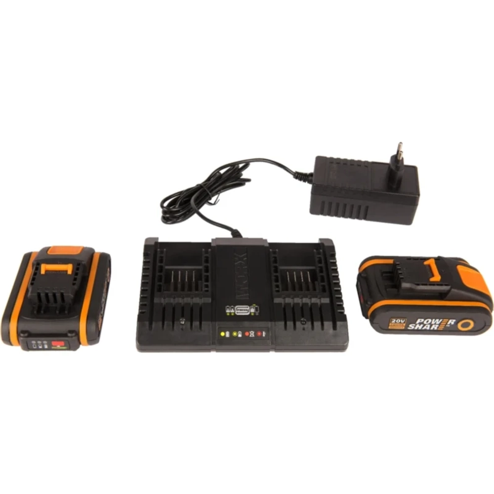 WORX WG581E 40В воздуходувка аккумуляторная (2 x 4 Ач, ЗУ) 62.5 м/с