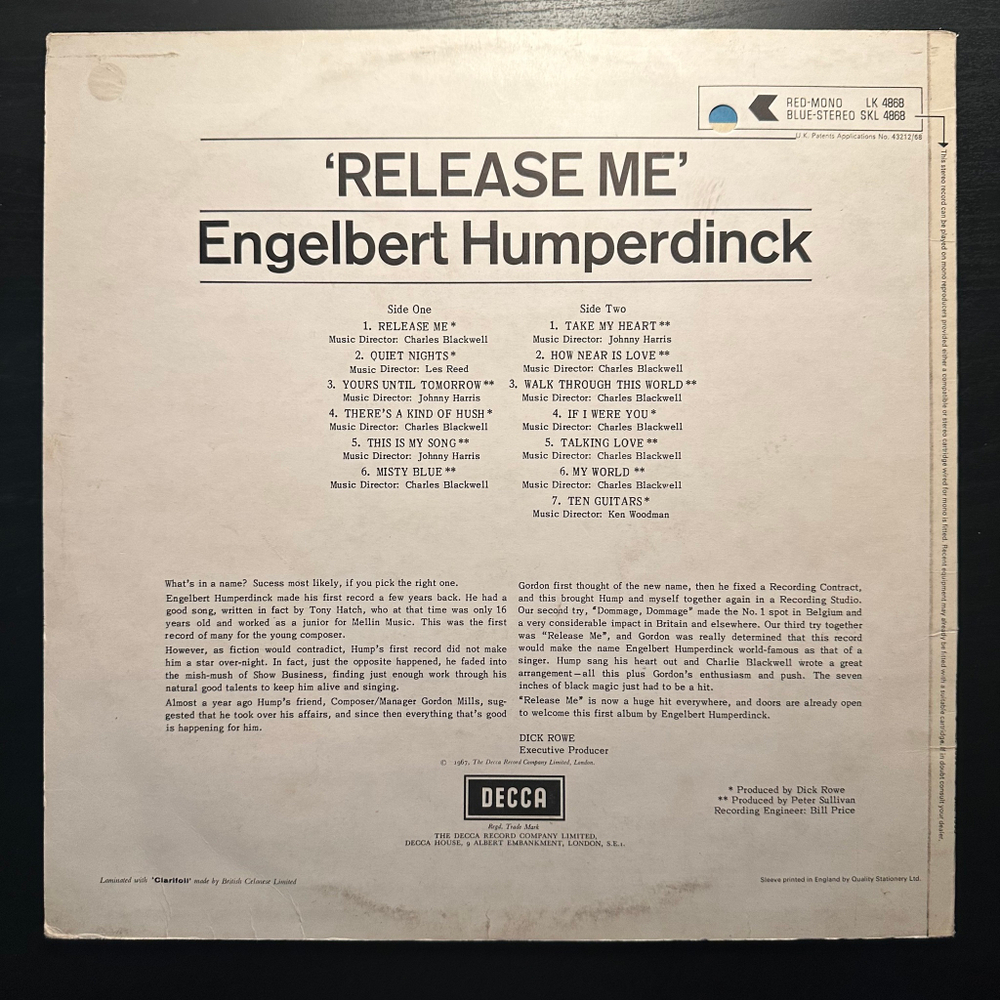 Engelbert Humperdinck - Release Me (Англия)