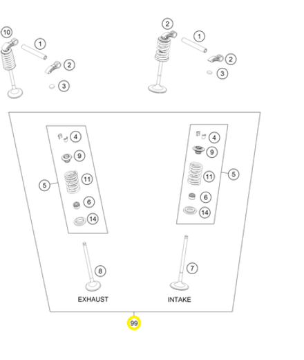 Комплект клапанов с пружинами KTM, HQV, GASGAS EC-350F