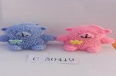 Мякиш волосатик со светом Мишка 9 см, 4 цвета, пакет с-30419