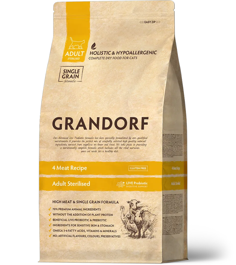 Grandorf Sterilised Holistic Probiotic 4 вида мяса 1кг. развес