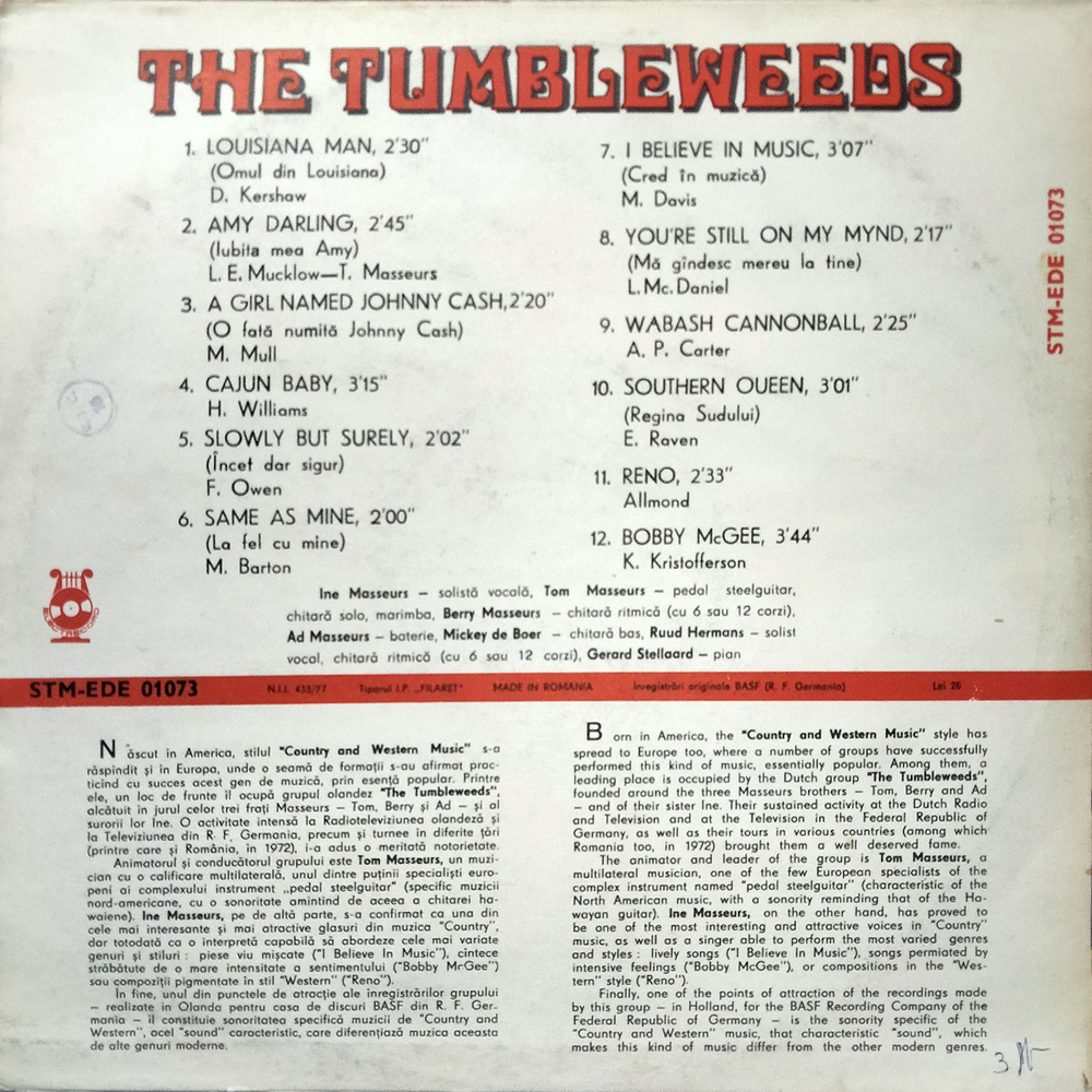 The Tumbleweeds / Country And Western Music (LP)