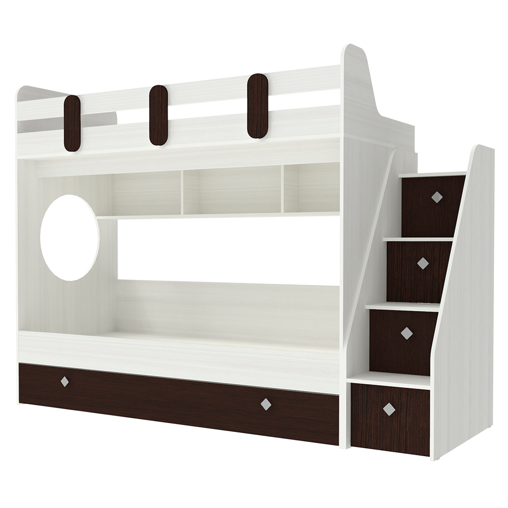Кровать двухъярусная КарИВи Фортуна-3 Белое Дерево Венге