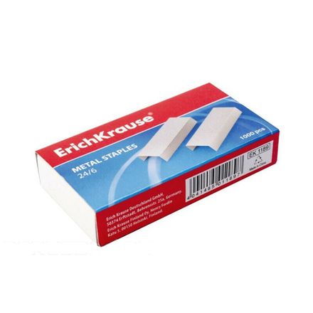 Скобы для степлера №24, никелерованные, Erich Krause