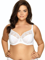 Бюстгальтер plus size на косточках с нежными кружевными элементами (Размер: 105E) (Цвет: белый)