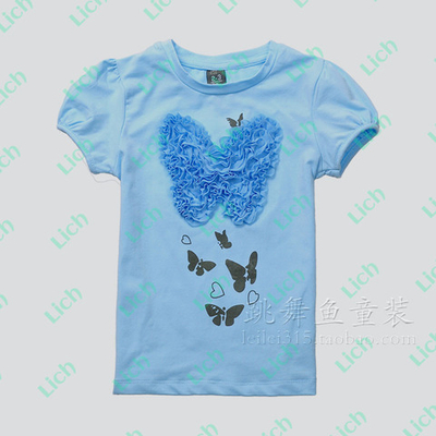 Футболка однотонная с принтами и объемной аппликацией бабочки