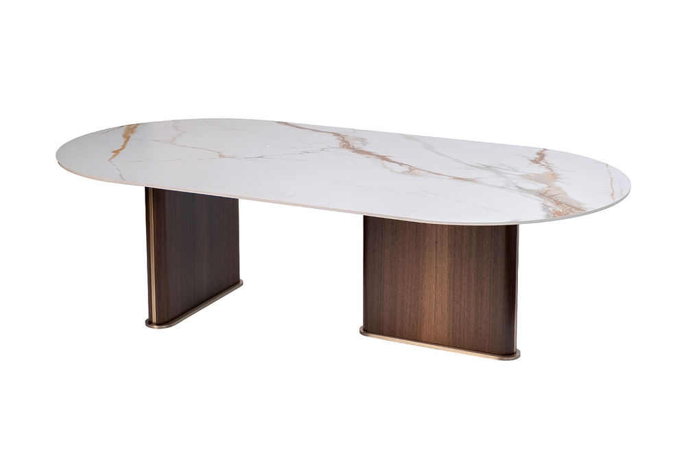 Стол журнальный Garda Decor Garda Decor овальный искусственный камень белый 130*65*38 см