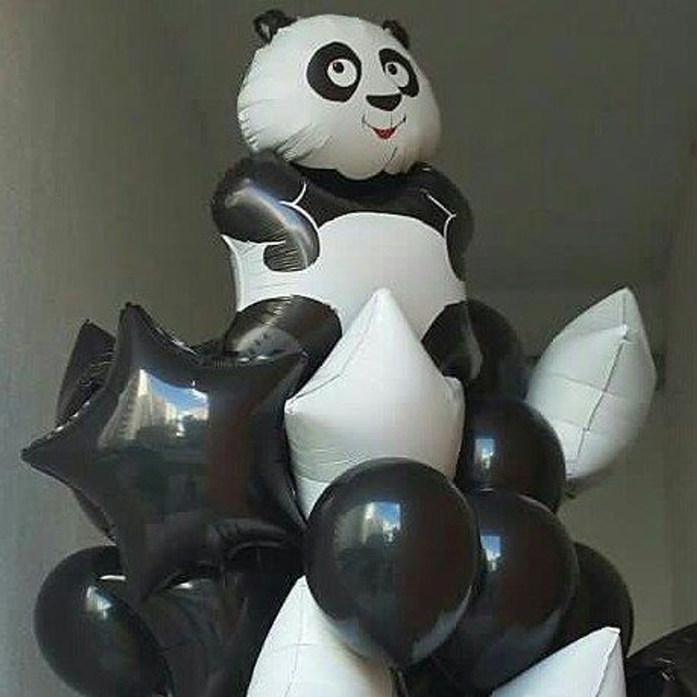 Фольгированный шар (33''/84 см) Фигура, Большая панда, Белый