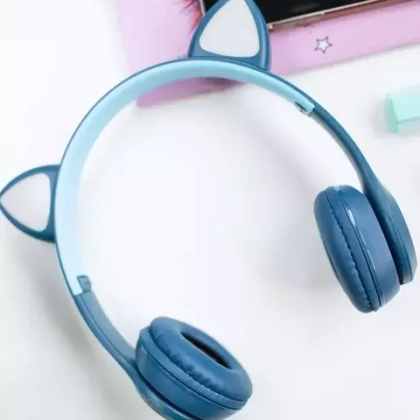 Накладные Bluetooth наушники More choice HW24 детские с ушками dark blue